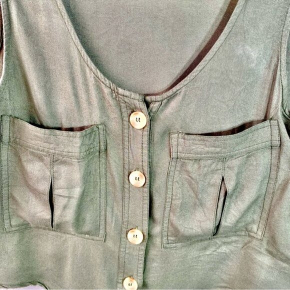 NWOT Japna Handmade Safari Green Tank Top - Picture 5 of 13